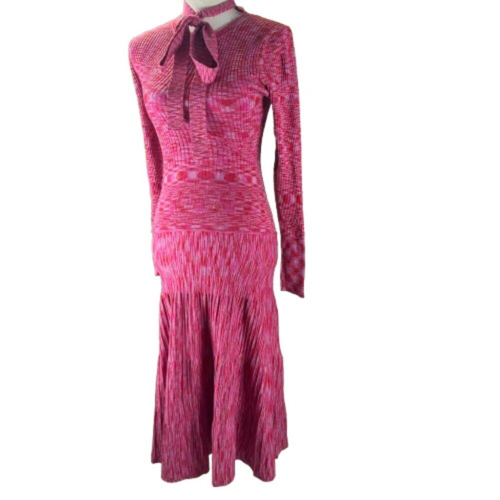 Scoop Womens Dress Pink Size Small 4-6 Long Sleeve Stretch Ties New With Tags